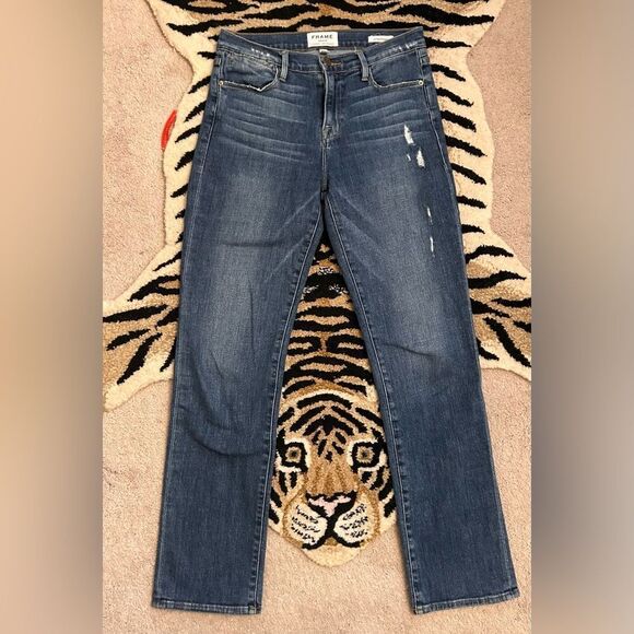 FRAME Denim Le High Straight Jeans in Sunny Gardens Size 26 EUC - Picture 2 of 11